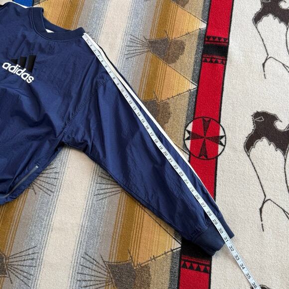 Vintage 90s Adidas Pullover Windbreaker Size Medium Embroidered 3 Stripes Navy - Picture 8 of 8